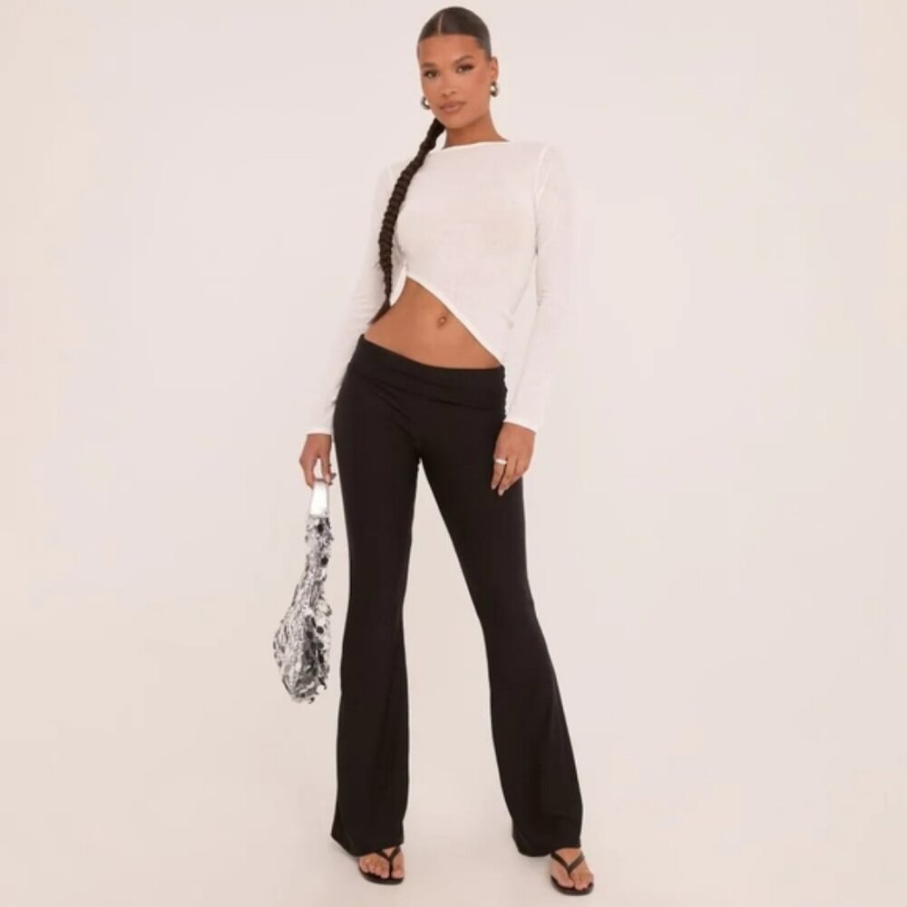 Bebe Y2K 2000s Feminine Low Rise Flare Pleated Trousers 6
